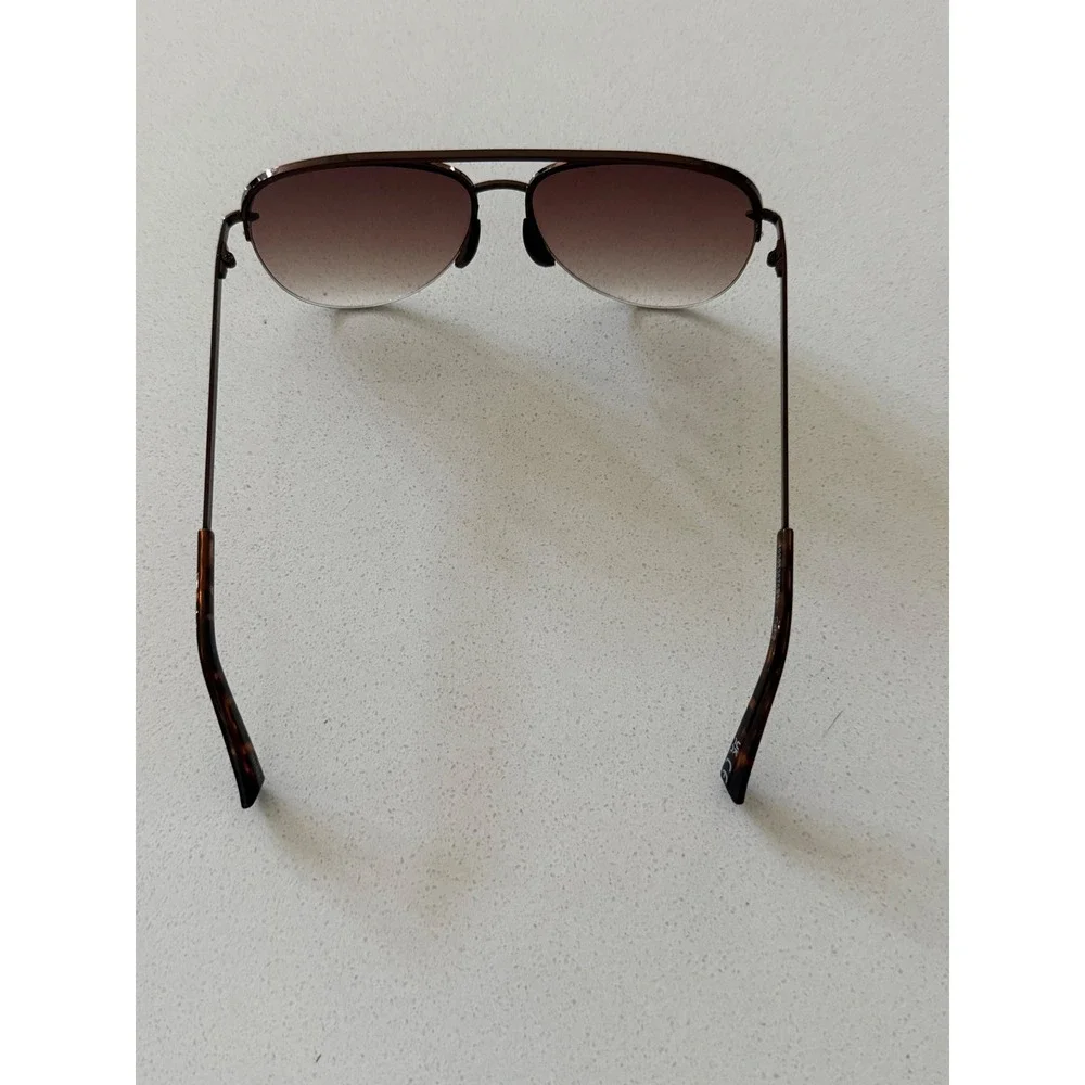 Foster Grant Brown Aviator Sunglasses Semi Rimless Gradient Lens Tortoise Tips
